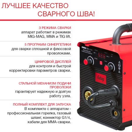 FUBAG Сварочный полуавтомат IRMIG 200 SYN с горелкой 250 А 3 м в комплекте в Пскове фото