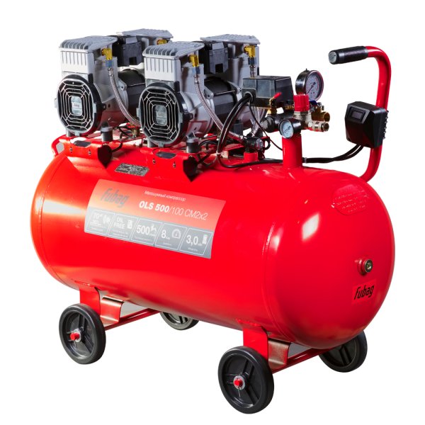Компрессор воздушный безмасляный малошумный FUBAG OLS 500/100 CM2х2 + Набор пневмоинструмента (5 предметов) в ПОДАРОК в Пскове фото