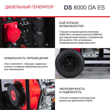 FUBAG Дизельный генератор (трехфазный) с электростартером и коннектором автоматики DS 8000 DA ES в Пскове фото