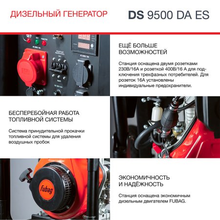 FUBAG Дизельный генератор (трехфазный) с электростартером и коннектором автоматики DS 9500 DA ES в Пскове фото