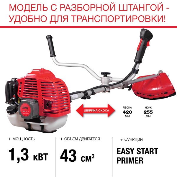 FUBAG Бензиновый триммер FPT 43R + Триммерная леска  сечение витой квадрат L 130 м * 2.4 мм в ПОДАРОК в Пскове фото